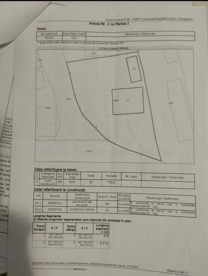 Proprietate de vânzare – Casă + anexă + teren 523 mp – Călugăreni