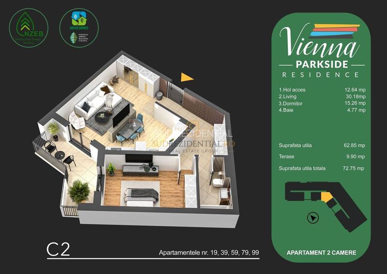 Apartament in zona Parc Tudor Arghezi - 2 camere, ansamblu GREEN - 1