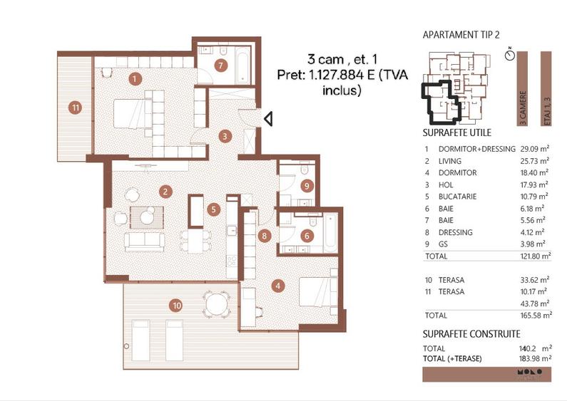 3 camere | 140 mp | Terasa | Vedere lac | Floreasca | Premium | Finalizare 2026