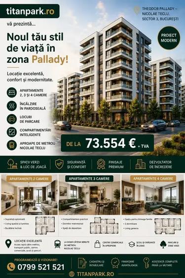 Apartament 2 Camere Parcare Gratis 0% COMISION Metrou Teclu Pallady