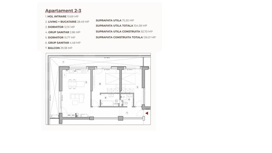 Apartament open space 3 camere, 104.58 mp, 0% Comision, zona Calea Severinului