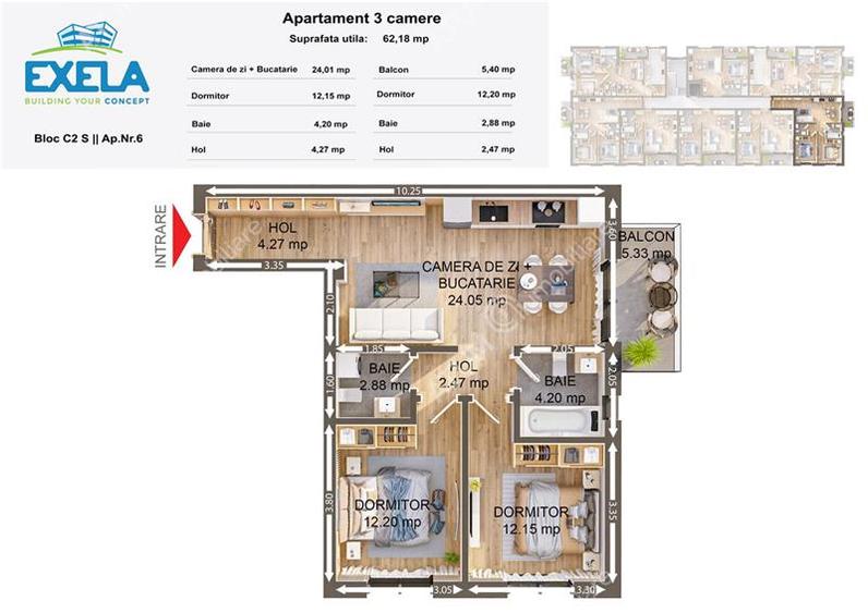 Apartament la cheie cu 3 camere si balcon zona Pictor Brana/Selimbar