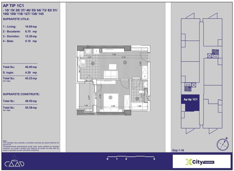 Apartament cu 2 camere in X-city Towers Direct de la dezvoltator