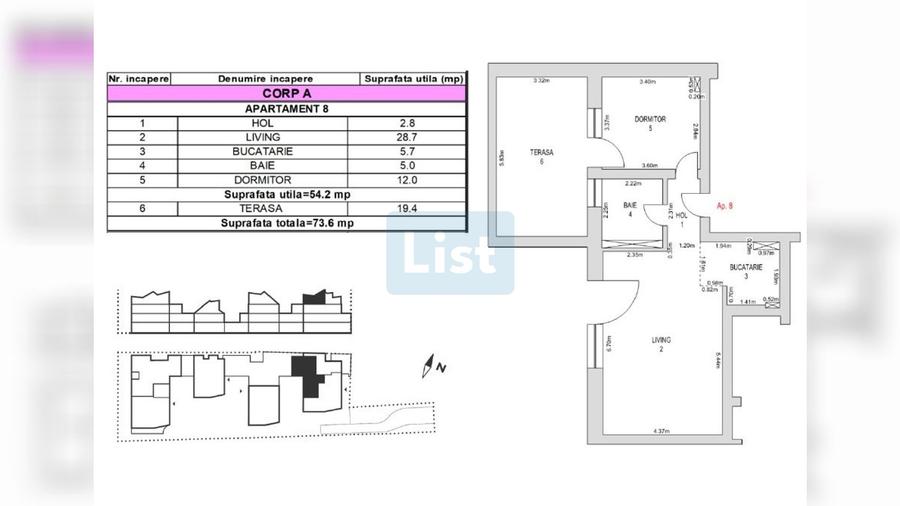Apartament cu 2 camere, terasa generoasa - M99 Brasov