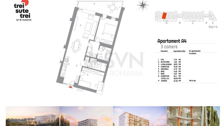 REA1029374 Apartament 3 camere Prima Inchiriere Vedere Lac