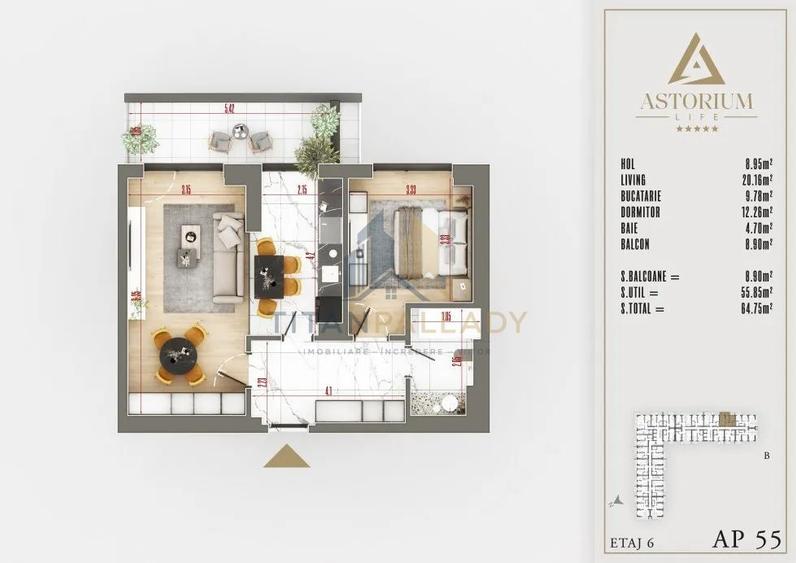 2 Camere,65 Mp,Design Modern,Gata de Mutare ,Astorium Pallady