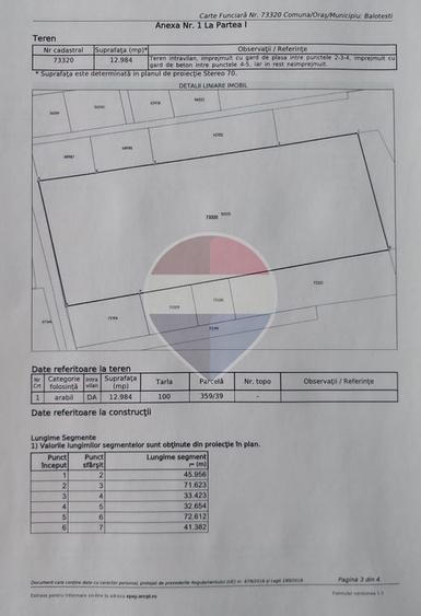 Teren 12,984mp Balotesti / Strada Albinelor