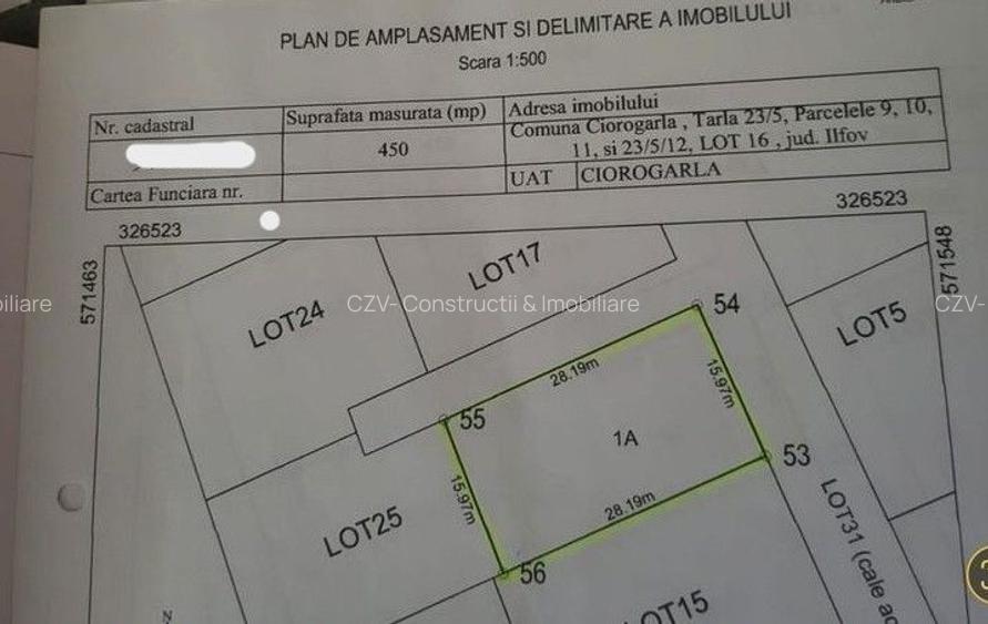 Teren intavilan 450mp in zona Ciorogarla