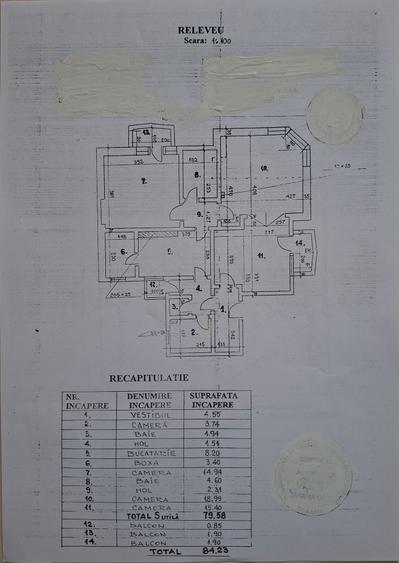 Vanzare apartament 3 camere - in casa construita in 1945