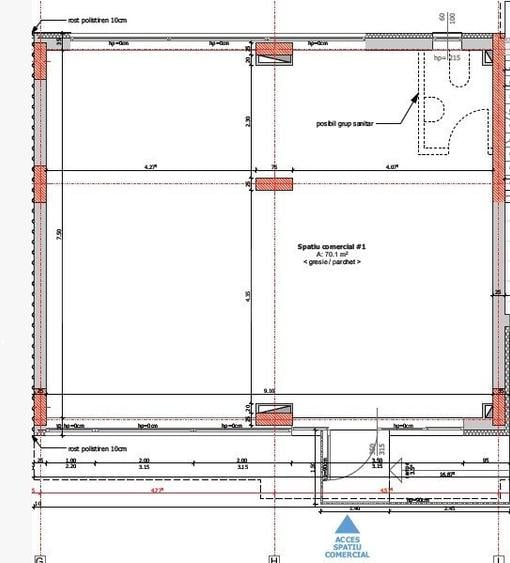 Spatiu coomercial, 70 mp, disponibilitate parcari, zona Cetatii