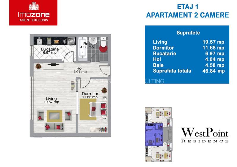 Apartament 2 Camere, 47 mp. centrala proprie, Militari - Pacii, Bloc Nou - 15