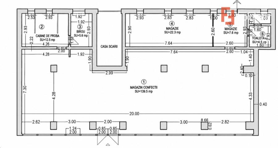Spatiu comercial ultracentral de inchiriat, 200 mp utili, front stradal 22 ml - 2