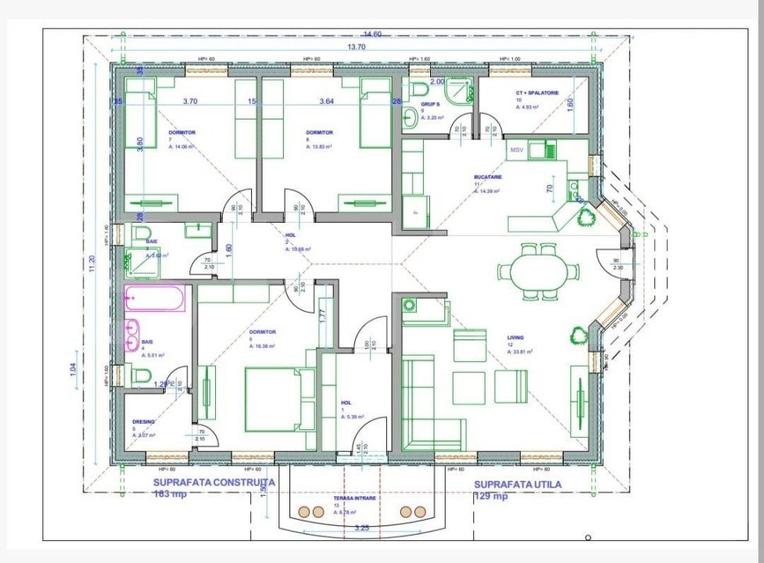 Casa 129mp utili, 500 mp, incalzire in pardoseala, Sanpetru - 5