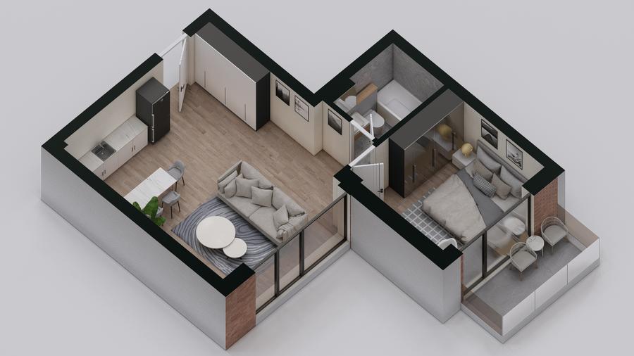 Apartament 2 Camere | 3m Înălțime | Ferestre Floor-to-Ceiling - AVANGARDE FOREST