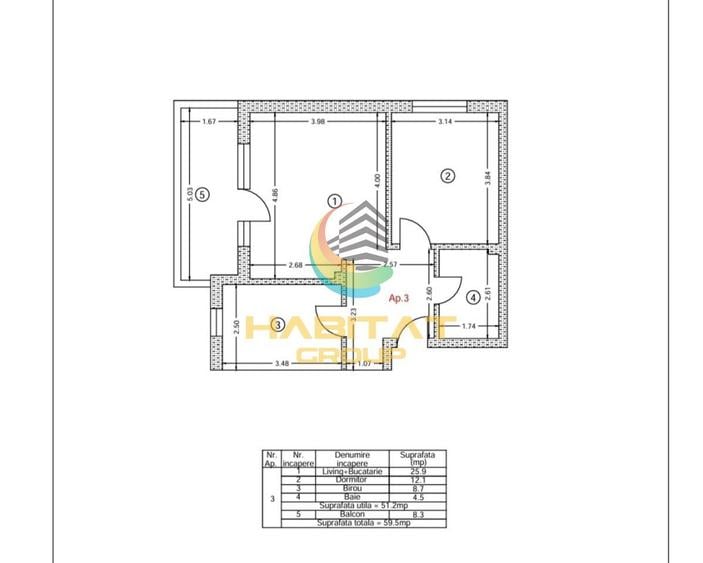 Apartament 3 Camere Sector 4 Aparatorii Patriei 60Mp