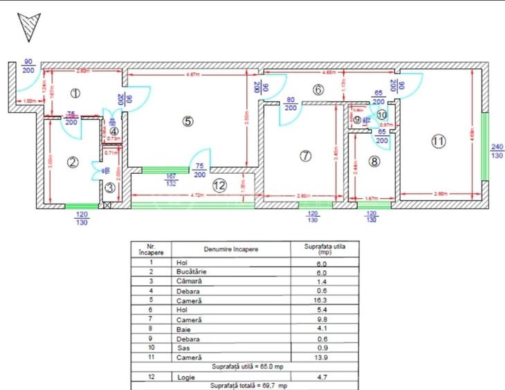 Apartament 3 camere 68mp, Podu Ros, CT, fara risc