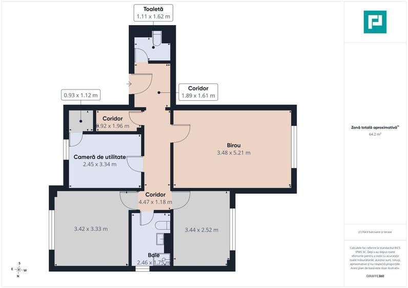 Apartament decomandat 3 camere cartier Tudor