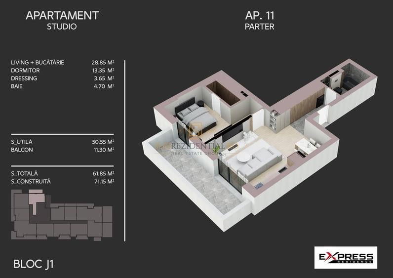 Apartament de vanzare - 2 camere, spatios, balcon 11 mp, Metalurgiei
