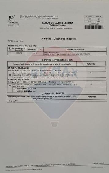 Teren intravilan 2944 mp Rubinului/Bragadiru