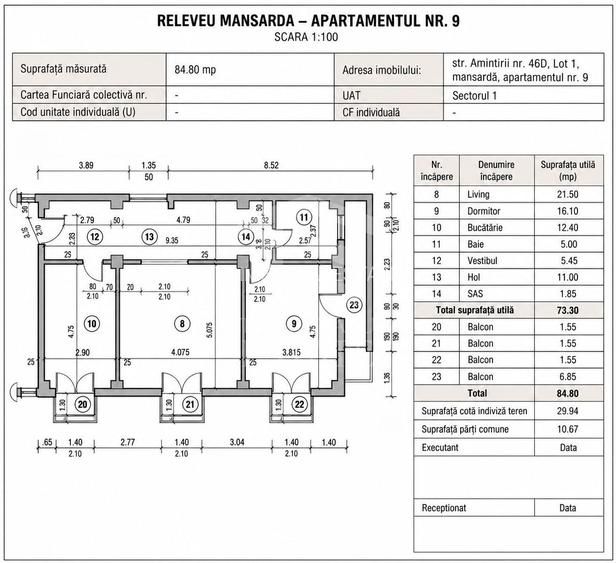 2 CAMERE ÎN CHITILA | 73,30 MP | 4 BALCOANE | CENTRALĂ | MOBILAT - 1