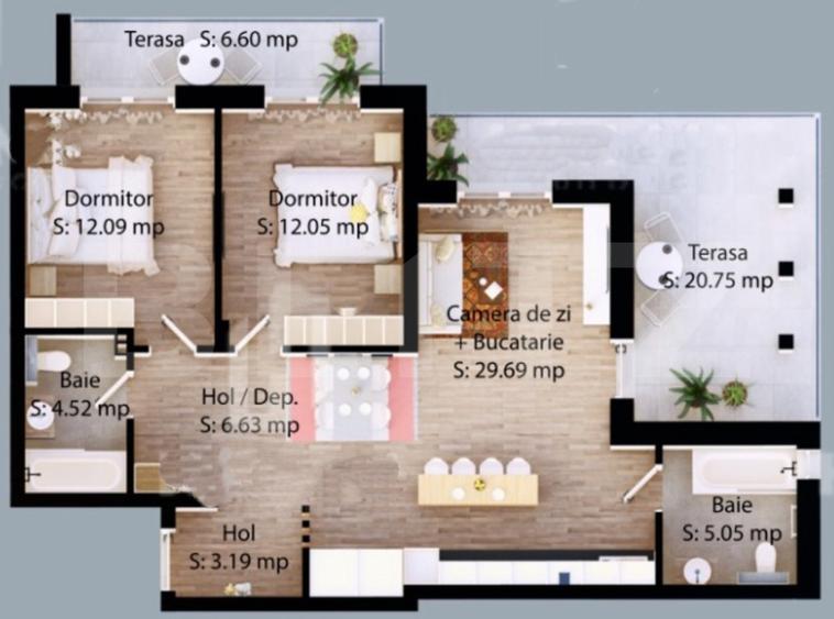 Apartament cu 3 camere, 73 mp, zona Careiului