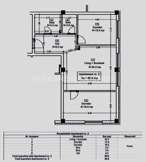 Ap 3 camere -Tautiului Residence Parcul Poligon Sub Cetate ap3 C3 - 1