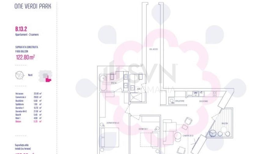 REA1016314 Apartament superb 3 camere One Verdi Park