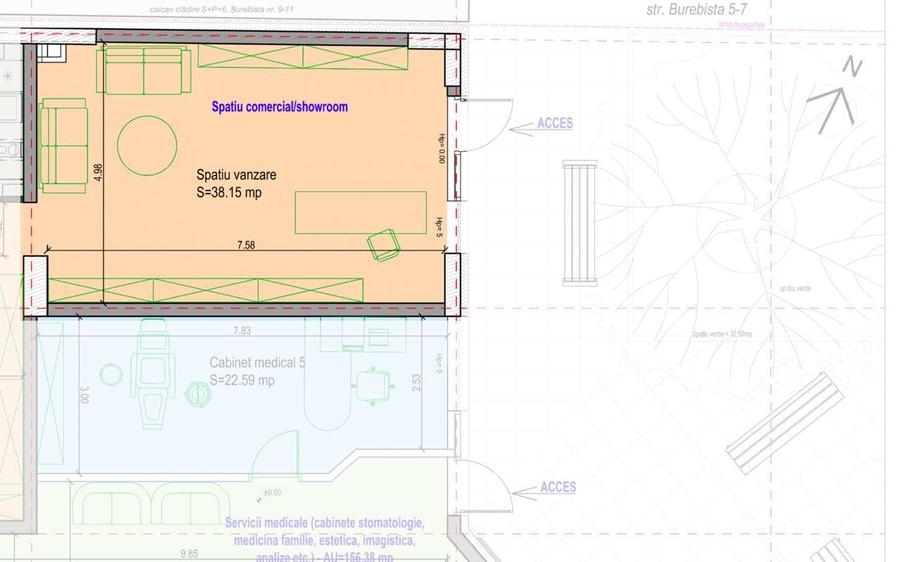 Spațiu comercial 38 mp, vitrină la stradă — zona Gară