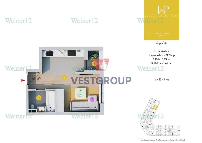 Garsoniere Direct Dezvoltator Proiect Weiner2 Militari TVA 21% inclus VestGroup - 1