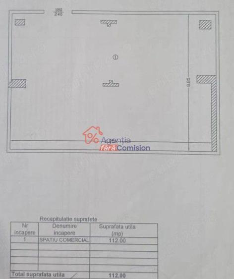 Spatiu comercial, 112mp, zona Tg Cucu, 24euro/mp