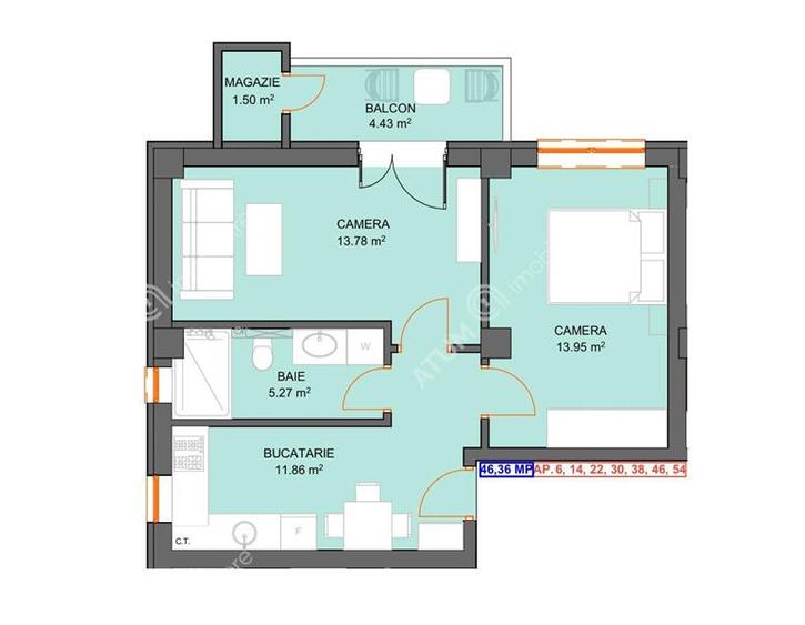 Apartament de 2 camere cu balcon si parcare subterana in Selimbar