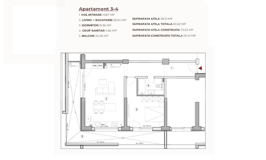 Apartament 2 camere, 83.62 mp, Ansamblu 0% Comision, zona Calea Severinului
