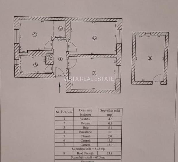 Apartament 2 camere decomandat, 54mp, bloc tip vila, str. Carierei, Central, Bra - 11