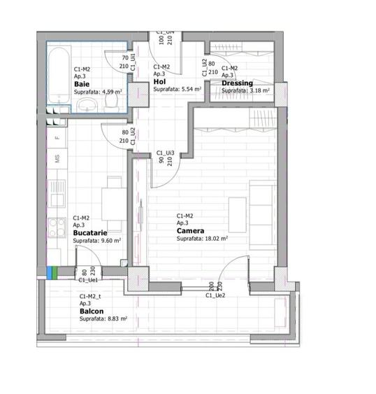APARTAMENT DECOMANDAT, 1 CAMERA, DRESSING SEPARAT, BALCON DESCHIS, TATARASI