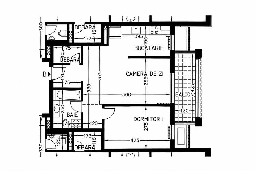0% | Apartament 2 camere RECOMPARTIMENTAT, 55 mp, centrala | Planorama - 14