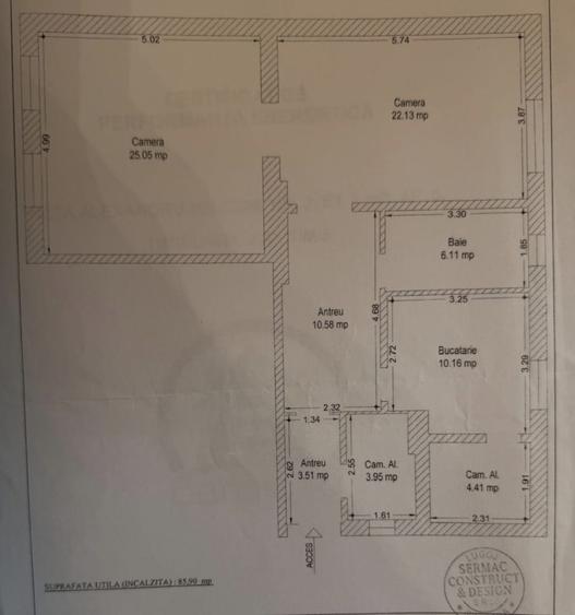 Birou de inchiriat - Piata Sinaia - 3 Camere-86 MP- Etaj 1- Centrala-700 Euro !