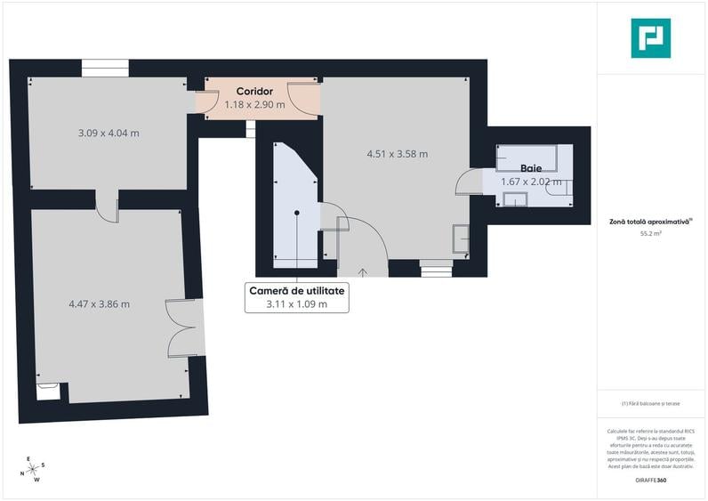 Apartament cu 2 camere – Zona Centrală
