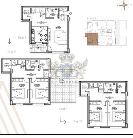 Penthouse , 205 Mp,Terasa 32 Mp,Decomandat,Finalizat, Tractorul-Mall-Coresi