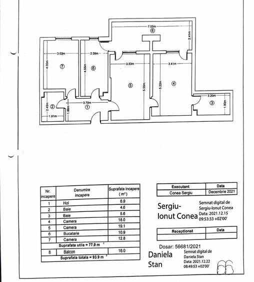 Ap 3 camere 94 mp - terasa 16 mp -loc parcare- bloc nou 2021