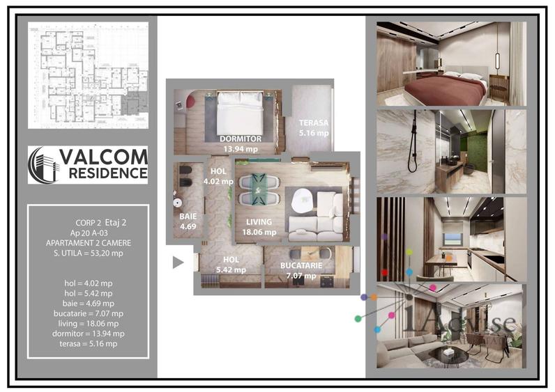 Valcom Residence Bartolomeu, 2 camere, terasa 6.52 mp, Comision 0%