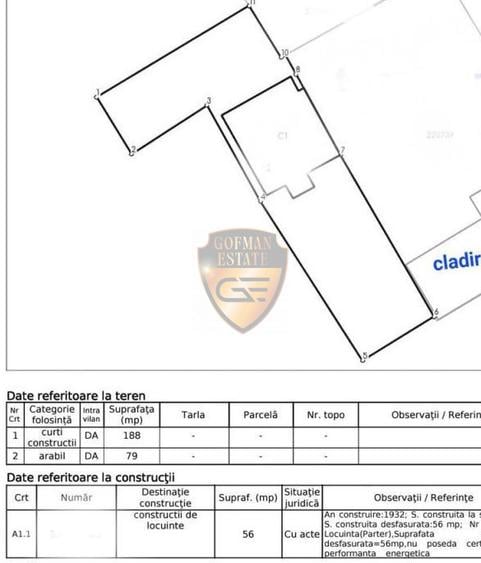 Casa demolabila Inel II 267mp teren 188mp intravilan 79mp extravilan deschid 7ml