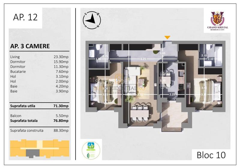 Confort premium – Apartament cu 3 camere, Bd. Metalurgiei, Comision 0% - 1