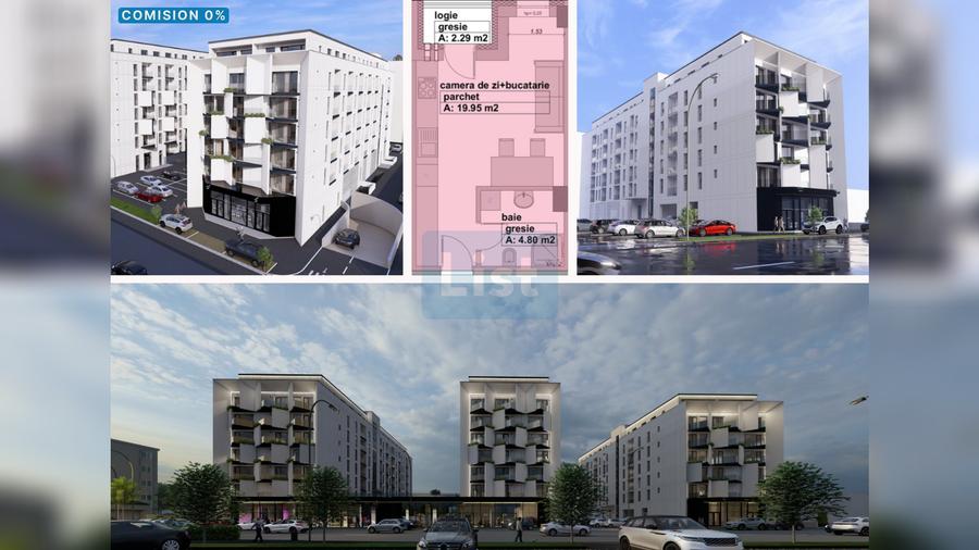 Apartament de vânzare, tip studio, finisat, etaj 3, Comision 0%