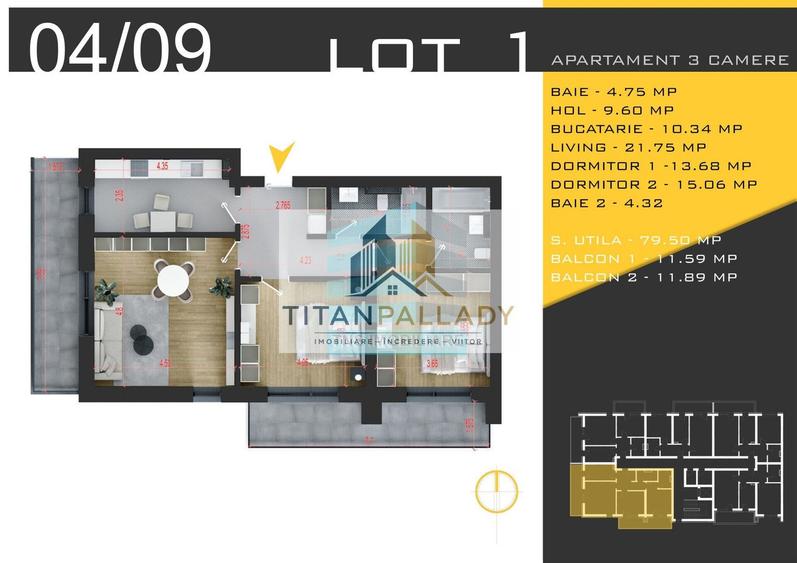 Apartament Generos 3 Camere, 103 Mp, Zona Pallady, Metrou