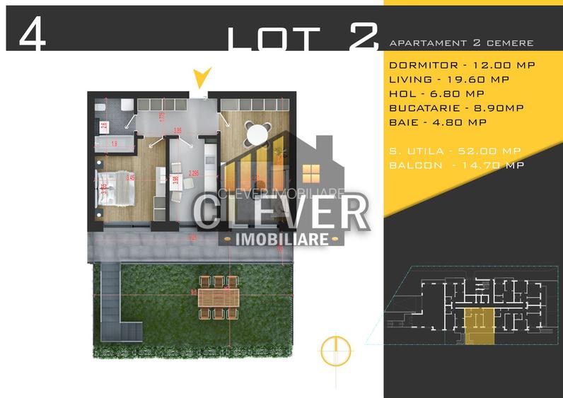 Apartament 2 camere cu Gradin Pallady Metrou Teclu - 1