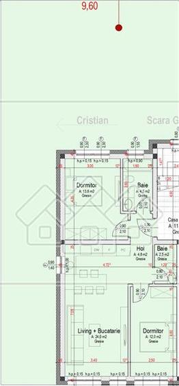 Ap. 3 camere cu gradina 50 mp- 61.4 mpu la alb