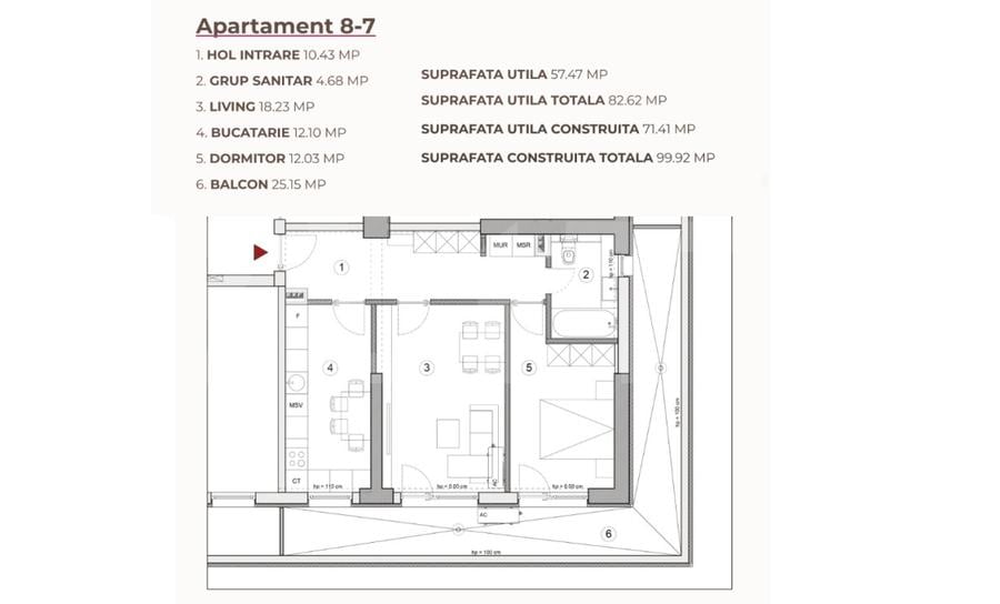 Apartament 2 camere, 82.62 mp, ansamblu 0% Comision Achiziție, Calea Severinului
