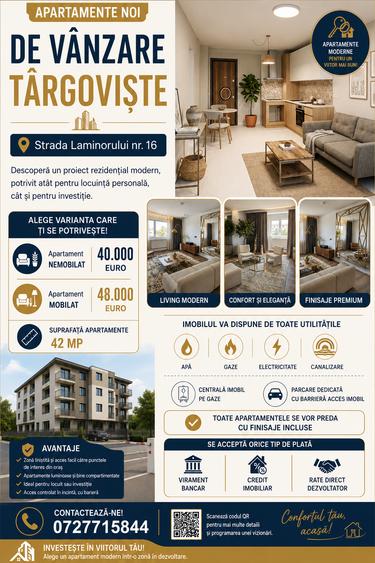 Vanzare Apartament 2 camere-42 mp- Targoviste-Laminorului