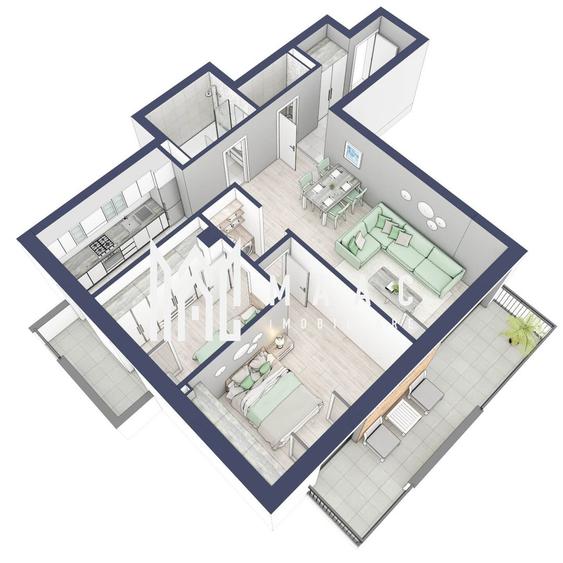 Apartament 3 camere | Balcoane 15.1 mp | Etaj 1 | Turnisor