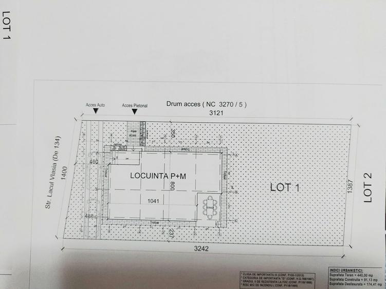 Teren Balotesti Nord Bucharest lot 440 mp cu proiect casa P+1. Investitie.